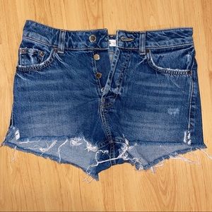 zara high waisted denim shorts